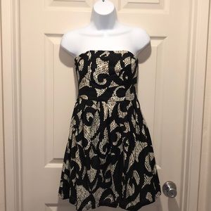 Black and Tan strapless dress